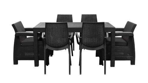Sunrise Deluxe 6-Piece Dining Set - Black